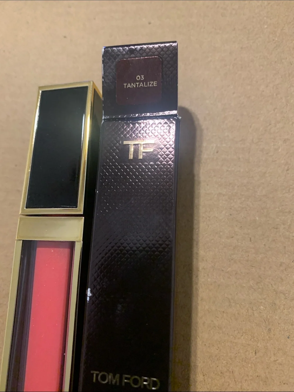Tom Ford Lip Lacquer Shine in Coral-Pink with Gold Trim